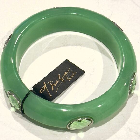 Thalia Sodi Green Bangle Bracelet with Crystals - Picture 1 of 5
